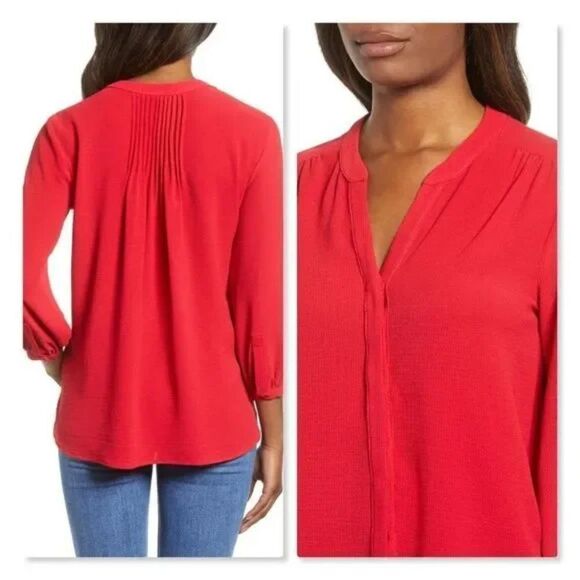 Gibson Back Pleat Blouse - size XL in Red - Picture 2 of 11